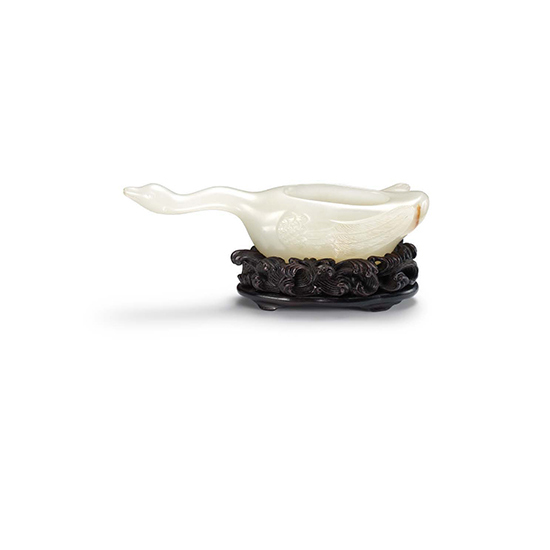 A WHITE JADE ‘GOOSE’ WATER VESSEL