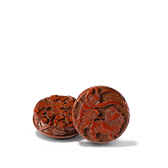 A CINNABAR LACQUER INCENSE BOX AND COVER