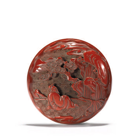 A CINNABAR LACQUER INCENSE BOX AND COVER
